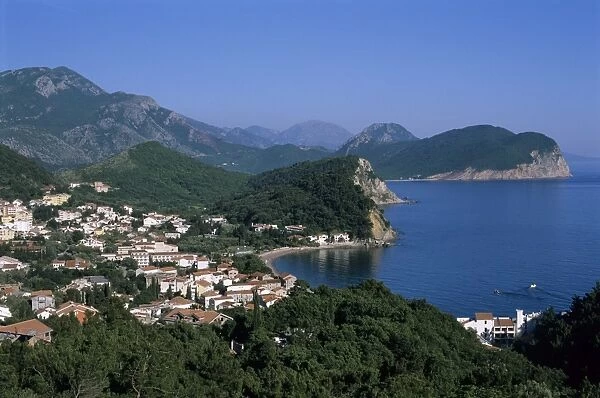 View over resort, Petrovac, The Budva Riviera, Montenegro, Europe