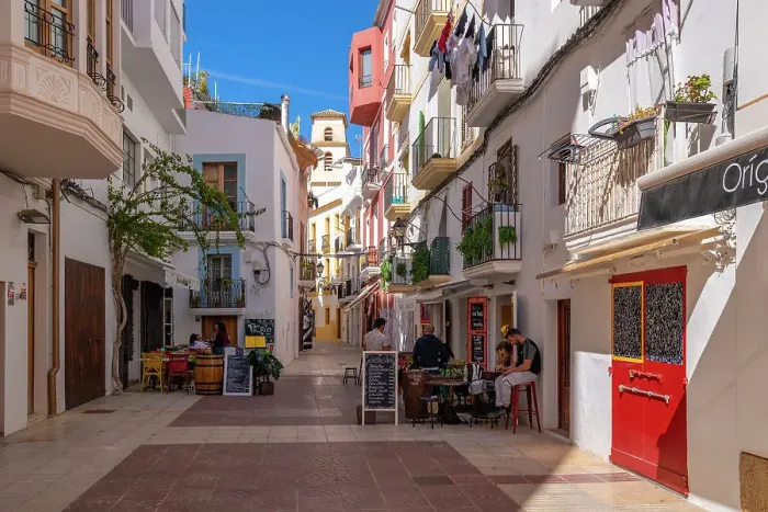 Framed Print : View of restaurants and cafes in Dalt Vila, UNESCO World Heritage Site, Ibiza Town, Eivissa, Balearic Islands, Spain, Mediterranean, Europe Framed Print : View of restaurants and cafes in Dalt Vila, UNESCO World Heritage Site, Ibiza Town, Eivissa, Balearic Islands, Spain, Mediterranean, Europe