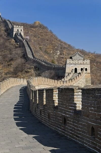 View along the restored section of the Great Wall, UNESCO World Heritage Site