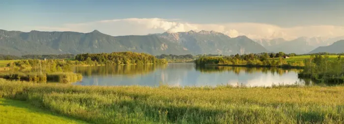 Framed Print : View over Riegsee Lake to Zugspitze and Wettersteingebirge Mountains, Upper Bavaria Framed Print : View over Riegsee Lake to Zugspitze and Wettersteingebirge Mountains, Upper Bavaria