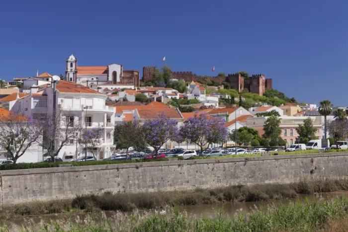 Framed Print : View over Rio Arade river to the cathedral and castle, Silves, Algarve, Portugal, Europe Framed Print : View over Rio Arade river to the cathedral and castle, Silves, Algarve, Portugal, Europe