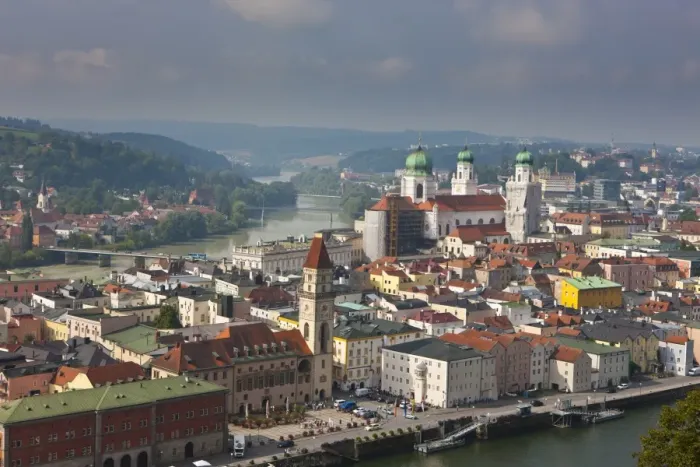Framed Print : View over the River Danube and Passau, Bavaria, Germany, Europe Framed Print : View over the River Danube and Passau, Bavaria, Germany, Europe