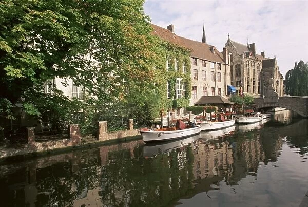View along River Dijver towards Bridge of St. John of Nepomucenus, Bruges (Brugge)