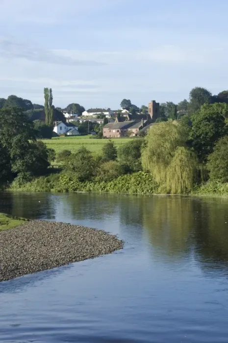 Framed Print : View across the River Eden to Lazonby village, Eden Valley, Cumbria, England, United Kingdom, Europe Framed Print : View across the River Eden to Lazonby village, Eden Valley, Cumbria, England, United Kingdom, Europe