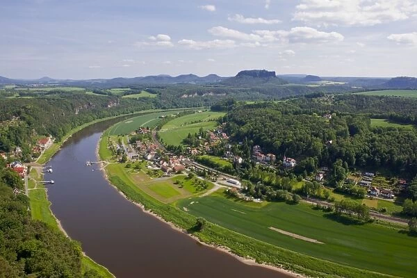 View over the River Elbe, Saxon Switzerland, Saxony, Germany, Europe