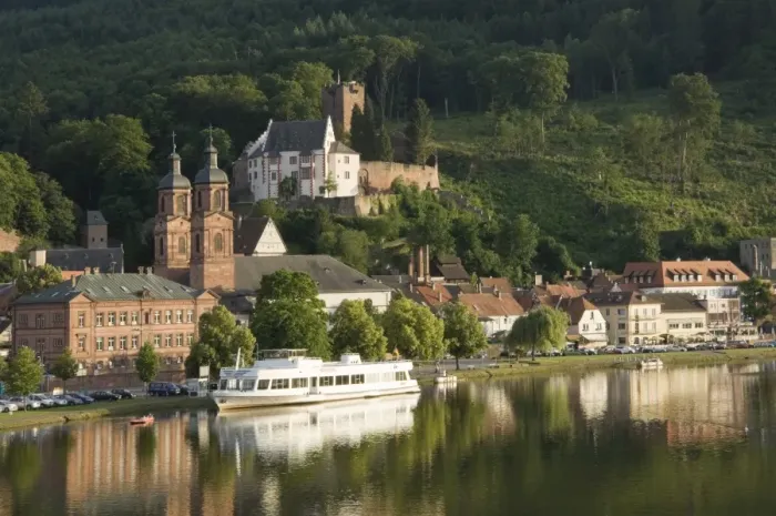 Framed Print : View across the River Main to Miltenberg, Bavaria, Germany, Europe Framed Print : View across the River Main to Miltenberg, Bavaria, Germany, Europe