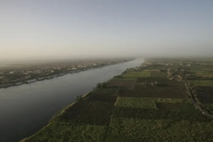 Framed Print : A view of the River Nile at sunrise, near Luxor, Egypt, North Africa, Africa Framed Print : A view of the River Nile at sunrise, near Luxor, Egypt, North Africa, Africa