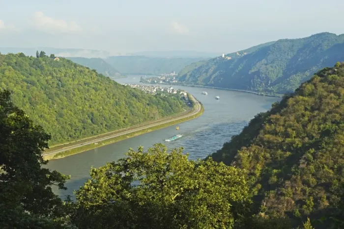 Framed Print : View of River Rhine near Kestert, Rhineland-Palatinate, Germany, Europe Framed Print : View of River Rhine near Kestert, Rhineland-Palatinate, Germany, Europe