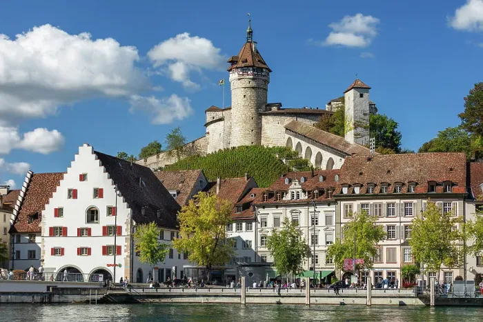 Framed Print : View of the River Rhine with Old Town and Old Canton Fortress of the Munot, Schaffhausen, Switzerland, Europe Framed Print : View of the River Rhine with Old Town and Old Canton Fortress of the Munot, Schaffhausen, Switzerland, Europe