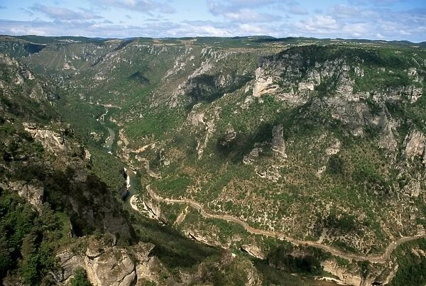 View from Roc des Hourtous of the Gorges du Tarn, Lozere, Languedoc-Roussillon