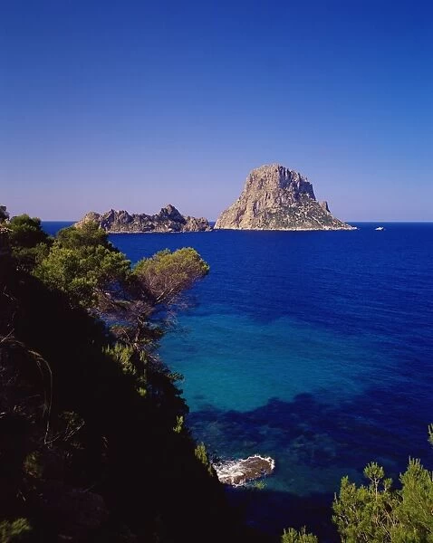 View of the rocky islet of Es Vedra from Cala d Hort