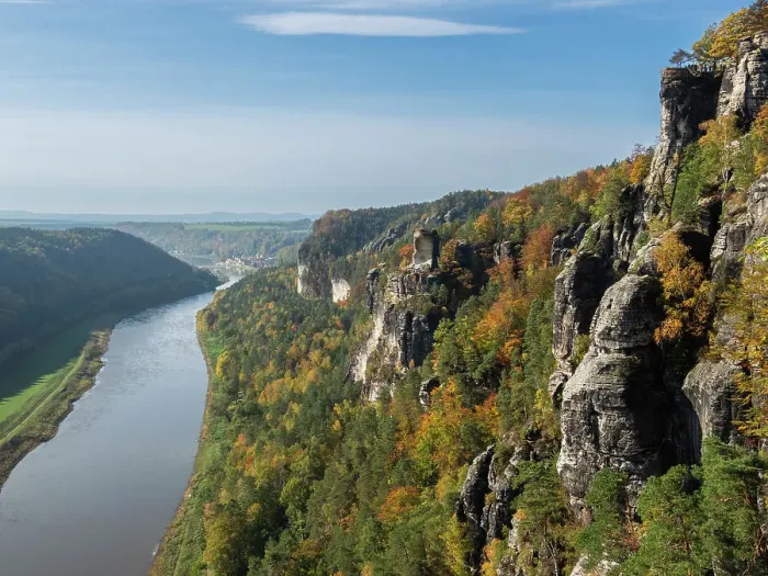 Framed Print : A view of a rocky outcrop with the Elbe River down below in Saxon Switzerland National Park, Saxony, Germany, Europe Framed Print : A view of a rocky outcrop with the Elbe River down below in Saxon Switzerland National Park, Saxony, Germany, Europe