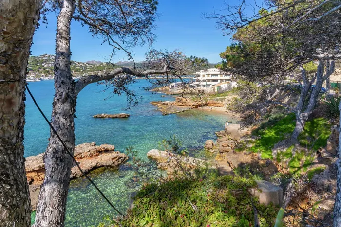 Framed Print : View of rocky shoreline and the sea at Port d'Andratx, Majorca, Balearic Islands, Spain, Mediterranean, Europe Framed Print : View of rocky shoreline and the sea at Port d'Andratx, Majorca, Balearic Islands, Spain, Mediterranean, Europe