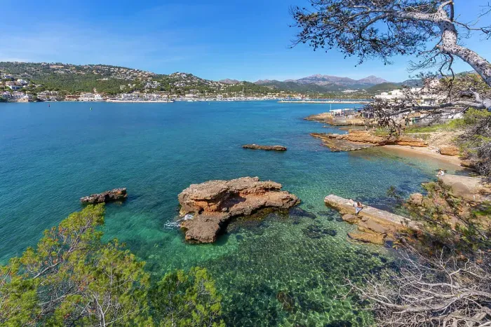 Framed Print : View of rocky shoreline and the sea at Port d'Andratx, Majorca, Balearic Islands, Spain, Mediterranean, Europe Framed Print : View of rocky shoreline and the sea at Port d'Andratx, Majorca, Balearic Islands, Spain, Mediterranean, Europe