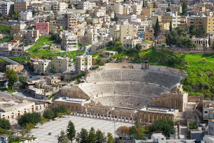 Framed Print : View of the Roman theatre and the South-East districts from the top of the Citadel hill, Amman, Jordan, Middle East Framed Print : View of the Roman theatre and the South-East districts from the top of the Citadel hill, Amman, Jordan, Middle East