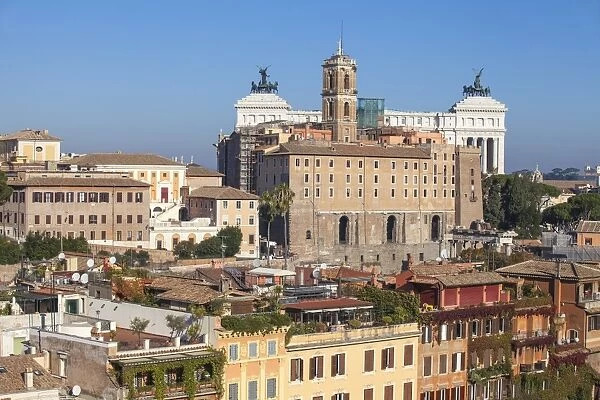 View of Rome looking towards Vittorio Emanuele II Monument, Rome, Lazio, Italy, Europe