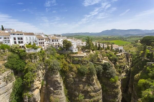 View of Ronda and Andalusian countryside from Puente Nuevo, Ronda, Andalusia, Spain
