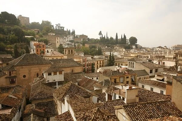 View over the rooftops in the Albayzin, Granada, Andalucia, Spain, Europe