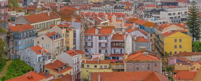 Framed Print : View of rooftops and colourful buildings from Miradouro da Senhora do Monte scenic point on a sunny day in the Alfama District, Lisbon, Portugal, Europe Framed Print : View of rooftops and colourful buildings from Miradouro da Senhora do Monte scenic point on a sunny day in the Alfama District, Lisbon, Portugal, Europe