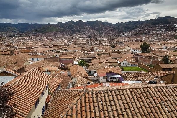 View over the rooftops of Cuzco from San Blas neighbourhood, Cuzco, UNESCO World Heritage Site, Peru, South America