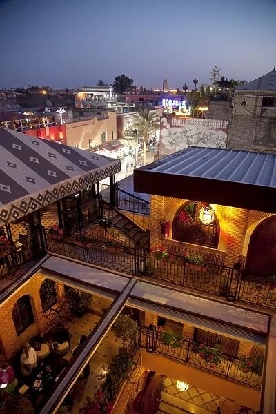 View over rooftops at dusk, Marrakesh, Morocco, North Africa, Africa
