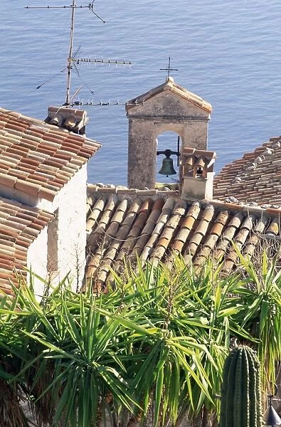 View over rooftops from the Jardin Exotique, Eze, Alpes-Maritimes, Cote d Azur