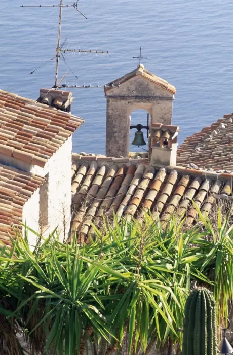 Framed Print : View over rooftops from the Jardin Exotique, Eze, Alpes-Maritimes, Cote d Azur Framed Print : View over rooftops from the Jardin Exotique, Eze, Alpes-Maritimes, Cote d Azur