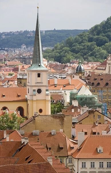 View of rooftops, Little Quarter, Prague, Czech Republic, Europe
