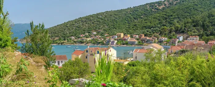 Framed Print : View of rooftops and town from elevated position in Agia Effimia, Kefalonia, Ionian Islands, Greek Islands, Greece, Europe Framed Print : View of rooftops and town from elevated position in Agia Effimia, Kefalonia, Ionian Islands, Greek Islands, Greece, Europe