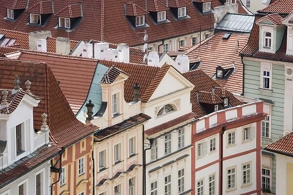 View of rooftops from Town Hall tower, Old Town, Prague, Czech Republic, Europe