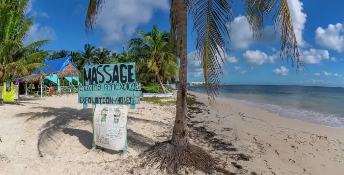 Framed Print : View of rustic massage sign on beach near Puerto Morelos, Caribbean Coast, Yucatan Peninsula, Mexico, North America Framed Print : View of rustic massage sign on beach near Puerto Morelos, Caribbean Coast, Yucatan Peninsula, Mexico, North America