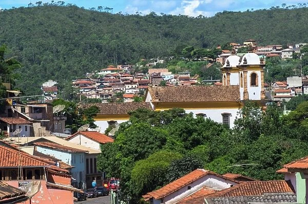 View over Sabara and Nossa Senhora do Carmo Church, Belo Horizonte, Minas Gerais, Brazil, South America