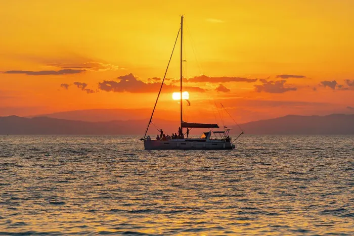 Framed Print : View of sailboat, sunset and Aegean Sea from Thassos Town, Thassos, Aegean Sea, Greek Islands, Greece, Europe Framed Print : View of sailboat, sunset and Aegean Sea from Thassos Town, Thassos, Aegean Sea, Greek Islands, Greece, Europe