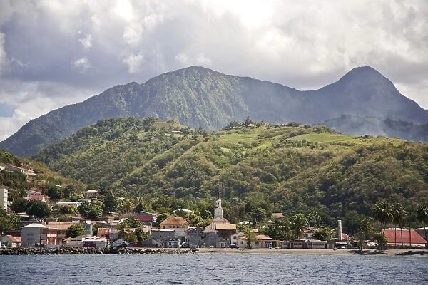 View of Saint-Pierre showing Mount Pelee in background, Fort-de-France, Martinique, Lesser Antilles, West Indies, Caribbean, Central America