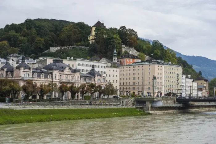 Framed Print : View over Salzburg and the Salzach River, Salzburg, Austria, Europe Framed Print : View over Salzburg and the Salzach River, Salzburg, Austria, Europe