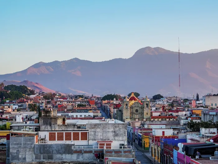 Framed Print : View towards the San Felipe Neri Church at sunrise, Oaxaca de Juarez, Oaxaca State, Mexico Framed Print : View towards the San Felipe Neri Church at sunrise, Oaxaca de Juarez, Oaxaca State, Mexico
