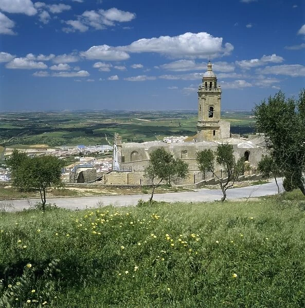 View over Santa Maria la Coronada church and old town, Medina Sidonia, Andalucia, Spain, Europe