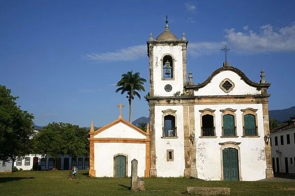 View over Santa Rita church, Parati, Rio de Janeiro State, Brazil, South America