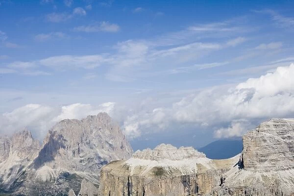 View of the Sassolungo range from Gruppo del Sella, Dolomites, Italy