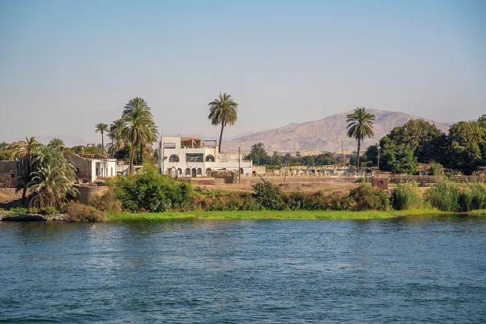 Framed Print : View of scenery from cruise boat near Armant on the Nile River, Luxor, Egypt, Africa Framed Print : View of scenery from cruise boat near Armant on the Nile River, Luxor, Egypt, Africa