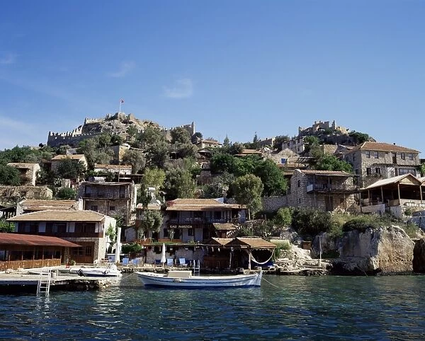 View from the sea of the village of Simena