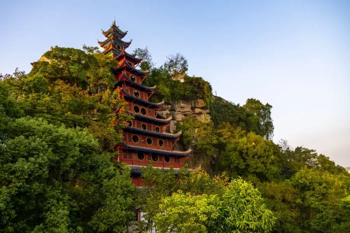 Framed Print : View of Shi Baozhai Pagoda on Yangtze River near Wanzhou, Chongqing, People s Framed Print : View of Shi Baozhai Pagoda on Yangtze River near Wanzhou, Chongqing, People s