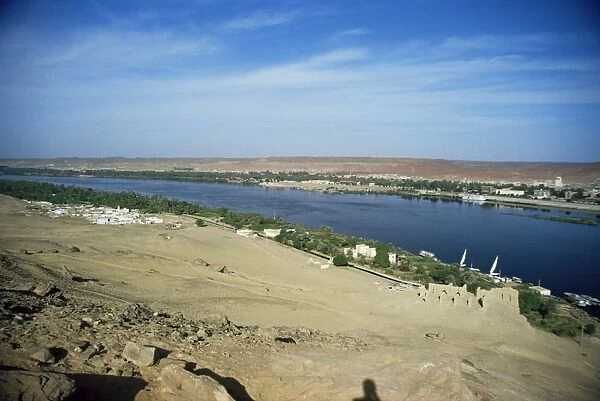 View from the shrine Kubet el Hawa, towards Aswan on the far bank of the River Nile