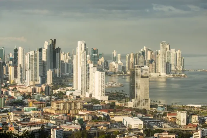 Framed Print : View over the skyline of Panama City from El Ancon, Panama, Central America Framed Print : View over the skyline of Panama City from El Ancon, Panama, Central America