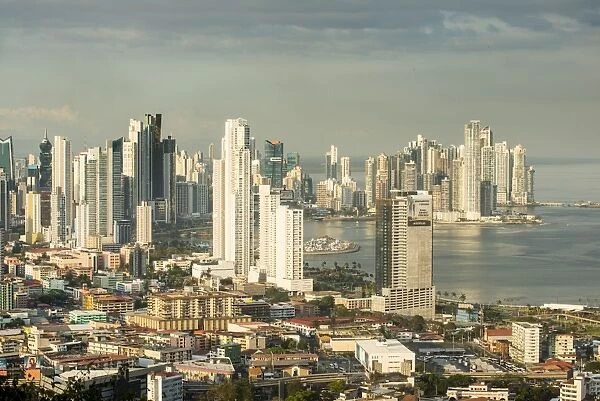 View over the skyline of Panama City from El Ancon, Panama, Central America