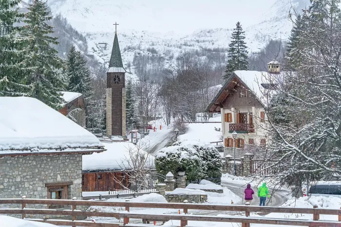 Framed Print : View of snow covered houses and church in Entreves in winter, Entreves, Aosta Valley, Italian Alps, Italy Framed Print : View of snow covered houses and church in Entreves in winter, Entreves, Aosta Valley, Italian Alps, Italy