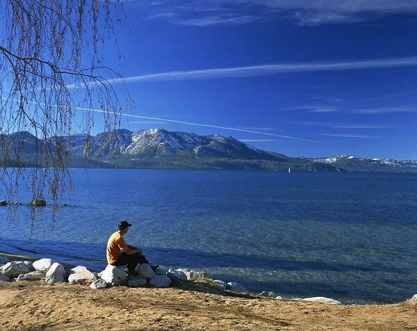 View of south beach, Lake Tahoe, California, United States of America, North America