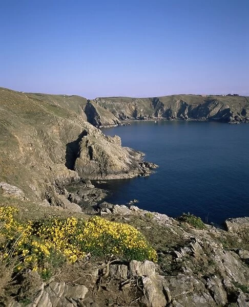 View south to Little Sark along west coast of Sark, Channel Islands, United Kingdom