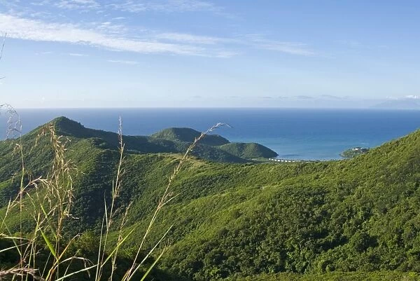 View of south west coast from Boggy Peak, Antigua, Leeward Islands, West Indies