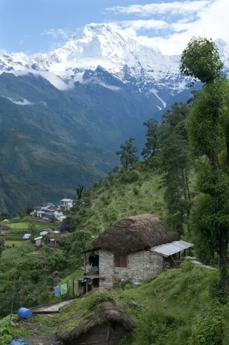 Framed Print : View of southern Annapurna with Landruk villge in foreground, Pokhara, Annapurna area, Nepal, Asia Framed Print : View of southern Annapurna with Landruk villge in foreground, Pokhara, Annapurna area, Nepal, Asia